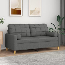ARKEM 2 vietų sofa su dekoratyvinėmis pagalvėlėmis Tamsiai pilka 140 cm audinio sofa lova Maža