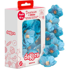 dekora Valgomieji vafliniai torto viršūnėlės - 18 mėlynos spalvos kamelijų 4 cm Be cukraus Be glitimo Be glitimo Be laktozės Torto viršūnėlės Valgomieji Vestuvių Gimtadienio Krikštynų Lyties atskleidimas