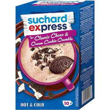 Suchard Express Classic Choco & Cream Cookie Crumble, Drinking Chocolate, 10 x 15 g Sticks, Individual Cup Servings, Enjoy Hot & Cold