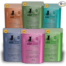 catz finefood multi-pack 2, 12 x 85g maišeliai, delikatesinis drėgnas kačių ėdalas, įvairių rūšių mišinys, 2 pakuotės su vištiena, tunu, jautiena, jūros ešeriais, ėriena, krevetėmis, žvėriena