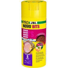 JBL Pronovo Bits Grano, pagrindinis maistas 3-10 cm diskusams ir ciklidams, Spragtelėjimo dozatorius, žuvų maisto granulės, dydis S, 250 ml