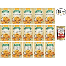 Italian Gourmet Bundle Bruschette Chips Cheddar & Sour Cream 1,05kg (15 x 70g) Knusprige Geröstete Brot-Snacks im Ofen Gebacken + Italian Gourmet Polpa Gehackte Tomaten 400g Gratis