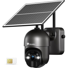 Ctronics 10400 mAh Battery & 6 W Solar Panel, 4G Outdoor Solar Surveillance Camera, 30 m Colour Night Vision, Light & Sound Alarm, PC/App, Flexible 2-Way Mounting, 2K 3MP, FTP/Cloud/128GB TF, 2-Way Audio, IP66