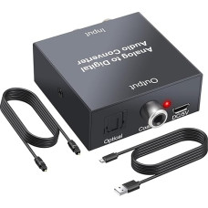 PROZOR Analoginis skaitmeninis garso keitiklis R/L RCA 3,5 mm AUX į skaitmeninį koaksialinį Toslink optinį garso keitiklį su optiniu kabeliu PS3, PS4, Blu-ray grotuvui, HD DVD, AV stiprintuvui