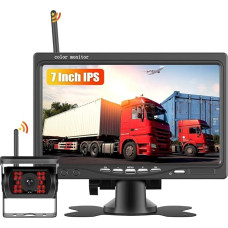 Atbulinės eigos kameros rinkinys su 7 colių LCD 1080P monitoriumi ir plataus kampo galinio vaizdo kamera, IP68K vandeniui atsparus, 16IR naktinio matymo, 