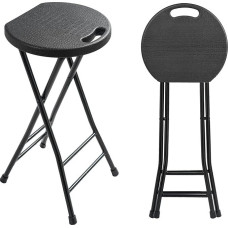 Premium Folding Stool - Maximum Load 250 kg, Portable Folding Stool with Carry Handle, Lightweight & Durable Stool with Non-Slip Feet for Garden, Indoor/Outdoor - Black (2, 60 cm Height)