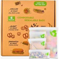 Resealable Food Bags, Biodegradable Freezer Bags, EN13432 Certified, Compostable, Keep Food Fresh with our Renewable Vegetable Based PLA
