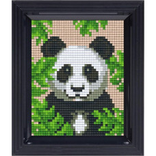 Pracht Creatives Hobby Pixel P31432 Mosaic Gift Packaging Panda Pixel Picture with Frame, Easy Plug-In System, No Ironing or Gluing, Organic Plastic Stones