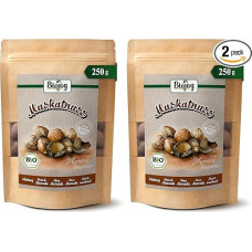 Biojoy BIO-Muskatnuss ganz (250 g), ca. 46 Stück, Muskatnüsse ohne Zusätze (Myristica fragrans) (Packung mit 2)