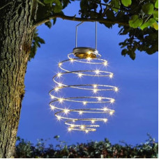 Sodo mylia Kabantys LED saulės šviesos Spiralinis žibintas Lauko saulės kabantys žibintai Sodo apšvietimas vestuvių šalims Spiraliniai saulės energija varomi sodo žibintai Firefly efekto apšvietimas