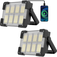 OHAYORI LED statybinio prožektoriaus baterija, 4 režimų LED prožektoriaus baterija, įkraunama stovyklavietės lempa, nešiojamas USB įkraunamas maitinimo šaltinis, reguliuojamas avarinis apšvietimas sodui, žvejybai, stovyklavimui, techninei priežiūrai, avar