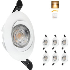 LED įleidžiamas prožektorius 230 V 3 lygių reguliuojamas 68 mm 5,5 W IP44 LED prožektoriai itin plokšti lubų prožektoriai 45° pasukami įleidžiami žibintai 2700 K šiltos baltos spalvos prožektoriai lubų apšvietimas