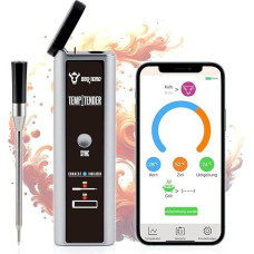 BBQ-Toro TempTender Grilio termometras belaidis su programėle Bluetooth Mėsos termometras skaitmeninis IP67 iki 300°C Kepimo termometras Grilio mėsos termometras belaidis, mėsos termostatas skaitmeninis belaidis
