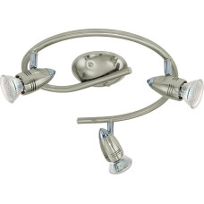 EGLO Magnum LED lubų šviestuvas, 3 lempučių lubų šviestuvas, metalinis lubų prožektorius, matinio nikelio, chromo spalvos, prožektoriai su GU10 lemputėmis, šiltos baltos spalvos, skersmuo 25,5 cm
