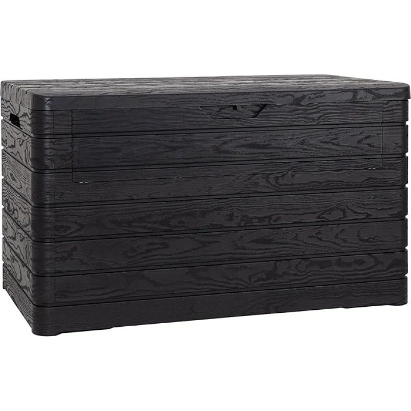 Toomax Dolomiti 970L Tool Box 146 x 82 x 85 cm Wood Look Black Made of Robust Plastic UV-Resistant Hole for Padlock Outdoor