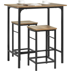 SoBuy Dining Set 3-Piece Dining Table Set - Bar Table with 2 Chairs, Space-Saving Kitchen Table Set for Dining Room Balcony Garden - Compact & Modern for Small Spaces OGT10-PF