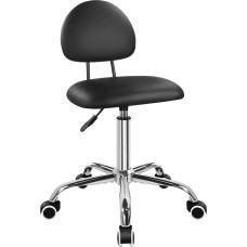 FURWOO Bürostuhl mit Rückenlehne, moderner minimalistischer Stil 360° drehbarer Hocker mit Rollen für Hausbüro Arbeiten Schminktisch Spa- und Geschäftsnutzung Schwarz