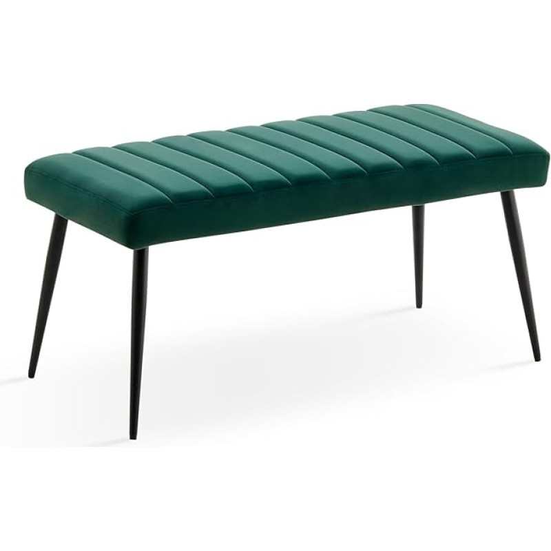 TUKAILAI Valgomojo suolas 101 cm su aksomo storio sėdyne, minkštas suolas su metalinėmis kojomis, lovos suolas, spintos suolas, virtuvės suolas, valgomojo suolas, spinta, miegamojo, prieškambario baldai