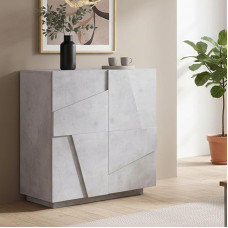 Dmora - Raoul Chest of Drawers, Kitchen Sideboard with 2 Doors, Living Room Buffet, 100% Made in Italy, 81 x 44 x 86 cm, Cement