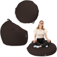 BuBiBag Premium 2-in-1 Bean Bag with Filling for Children & Adults, Outdoor & Indoor, Seat Cushion, Floor Cushion, Play & Relax, Water and Dirt Repellent (Brown, 100 cm)