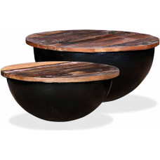 2-TLG. Couchtisch-Set im Antik-Stil mit skurriler Schalenform aus recyceltem Altholz - Exotische Unikate in skurriler Schalenform gefertigt durch Reine Handwerkskunst