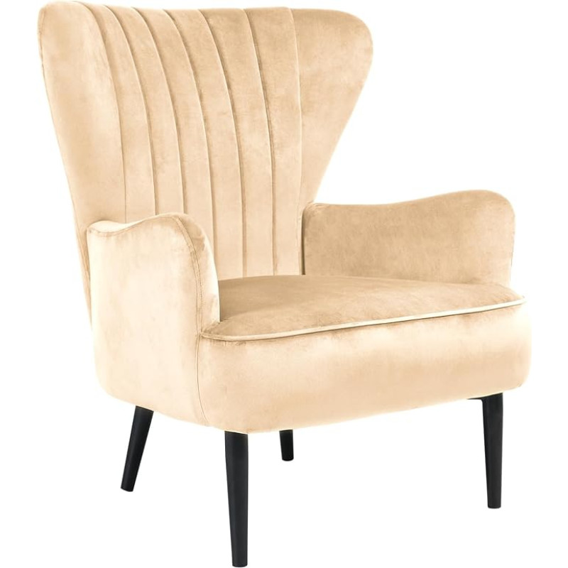 SVITA Arthur fotelis Atsipalaidavimo krėslas Wing Chair Modern Padded Velvet Light Brown