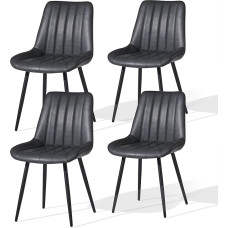 CLIPOP Dining Room Chairs, Set of 4, Kitchen Chairs Made of Faux Leather, Upholstered Chairs, Living Room Chair, Padded Armchair, Seat with Backrest and Metal Legs (Set of 4