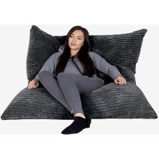 LOUNGE PUG - XL Beanbag BLACK Laidas - 5+ sėdimųjų vietų - puikiai tinka atvėsusiai gyvenamajai erdvei - milžiniškas dydis