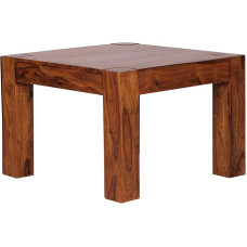 FineBuy Šešamo kavos staliukas iš medžio masyvo 60 x 60 cm Kvadratinis svetainės stalas Rankų darbo ir natūralių spalvų staliukas, pagamintas iš natūralaus medžio, modernaus dizaino, rudos spalvos