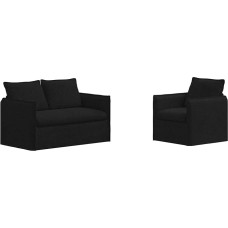 Modulares 2er Sofa Set Schwarz 136x82x85 cm Stoff mit Metallrahmen und Schaumstoff-Faser-Füllung für Wohnzimmer und Schlafzimmer