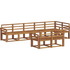 Gartenmöbel Set, 8-teiliges Outdoor Sofa aus massivem Akazienholz, modulares Lounge-Set für Garten & Terrasse, Bequeme Sitzgruppe mit Rückenlehne, Natur