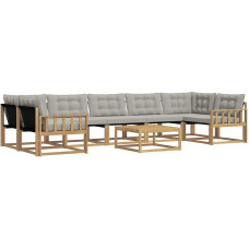 Gartenlounge Set aus Akazienholz, Modulares Outdoor Sofa Garnitur für Terrasse & Garten, 7-Sitzer Loungegruppe mit Tisch und Sitzkissen, 8-teilig