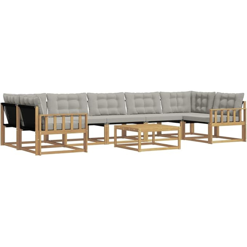 Gartenlounge Set aus Akazienholz, Modulares Outdoor Sofa Garnitur für Terrasse & Garten, 7-Sitzer Loungegruppe mit Tisch und Sitzkissen, 8-teilig