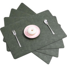 Tischset, 4-teiliges Tischset-Set aus Kunstleder, waschbar, hitzebeständig, rutschfest, for die Dekoration von Zuhause und Küche (blau)(Green)