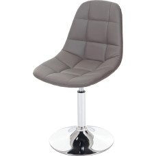 Mendler HWC-A60 Dining Room Chair Swivel Chair Retro 50s Design Faux Leather Taupe Grey Chrome Base