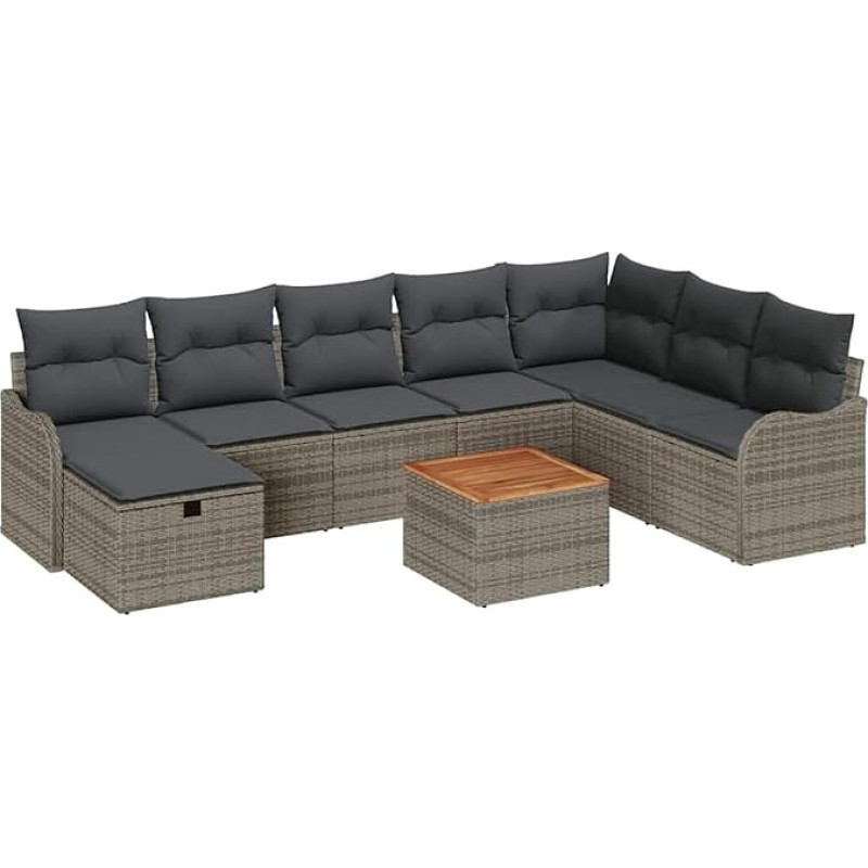 Rantry Garten-Sofa-Set Modern Poly-Rattan Akazienholz Sitzbank Eckplatz Sitzmöbel Modelis3360828