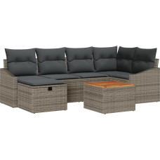 Rantry 7 Teile Garten Sofa Set mit Kissen Grau Poly Rattan Gartenlounge Model3359566