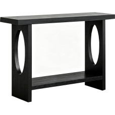 Konsolentisch Holz mit Doppelter Ablagefläche, Console Table mit Antirutschpads, skirtas svetainei ir kambariui (juodas, 160X30X80CM/63X12X31IN)