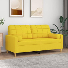 ZEYUAN 3200787 2-vietė sofa su dekoratyvinėmis pagalvėlėmis šviesiai geltona 140 cm audinys, Sofos ir kušetės, Sofa svetainė, Sofa paauglių kambariui, Sofa poilsiui, Sofa miegamajam, Miegamojo sofa, Minkšta sofa