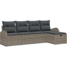 Rantry 5-teiliges Garten Sofa Set mit Kissen Grau Poly Rattan Gartenlounge Model3359058