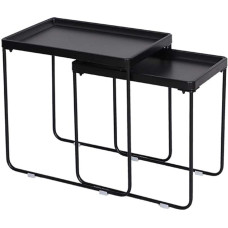 Stilvolles Couchtisch-Set in Gold und Schwarz, 2-teilig, rechteckig, für Schlafzimmer, Wohnzimmer und Büro, moderne Möbellösung