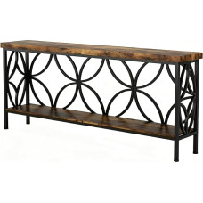 Konsolentisch für den Eingangsbereich mit Dickem Metallrahmen, Flurtisch mit Verstellbaren Füßen, Sofa Rückentisch für Wohnzimmer Black 59in/150cm