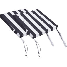 Highdi Sofa Sitzbezug Wasserdicht, Streifen Stil 2 Stück Sitzkissenbezug Outdoor mit Reißverschluss & Bändern Sofa Seat Cushion Cover Sofabezug für Terrassenstuhle Gartenmöbel (Schwarz,55x55x8cm)