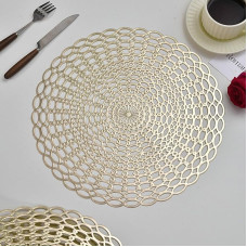 Tischset Modern Wohnzimmer, 8er Set Hohles kreisförmiges Kettenmuster Platzset & Küstenfahrer Modern, Tischset für Küchen Zuhause Esszimmertisch, Gold, 40cm