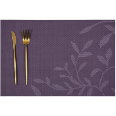 AMDXD Set of 4 Place Mats, Elegant Square, PVC Place Mats, Washable, Christmas, Rectangular with Filigree Pattern, Non-Slip, Purple Place Mats for Home, Restaurant, Dining Table, 45 x 30 cm
