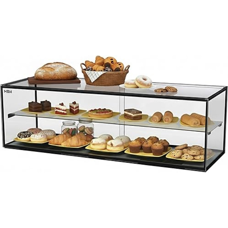 MBH 120 cm 2 pakopų neutrali dviguba LED vitrina maitinimo įstaigoms Neutrali stiklinė vitrina konditerijos gaminiams ir pyragaičiams