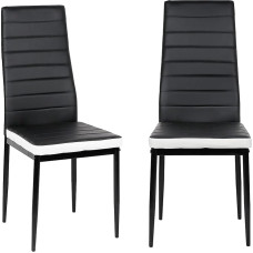 Kitchen Chair, Dining Room Chairs, 39 x 40 x 98 cm, Faux Leather + Metal Legs, High Backrest, Soft and Comfortable (2)