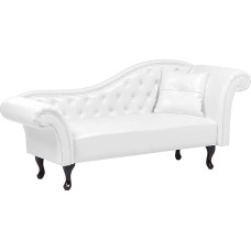 Beliani derliaus Chaise Longue Chesterfield dirbtinės odos mygtukas Tufting baltos spalvos lovatiesės