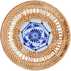 HOMSFOU Runder Untersetzer aus Rattan Wärmeisolierend und rutschfest 10cm Schutz für Tisch und Tassen Elegant den Esstisch zu Hause