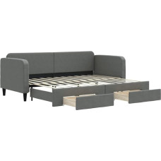 vidaXL Day Bed, Extendable Sofa Bed with Drawers, Sofa Bed, Guest Bed for Bedroom, Living Room, Sofa Bed, Trundle Bed, Dark Grey, 80 x 200 cm Fabric
